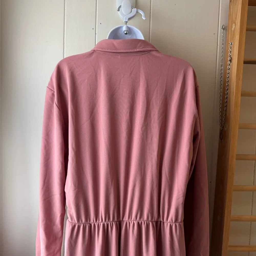 HALARA Pink Unisex WorkCore Half Button Down Waffle Knit Women’s Jumpsuit - Picture 7 of 9